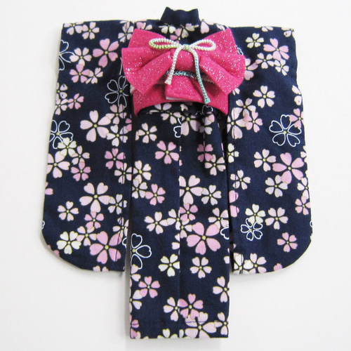 リカちゃん用着せ替え服】和柄・いちめんの小花（桜）・振袖・帯