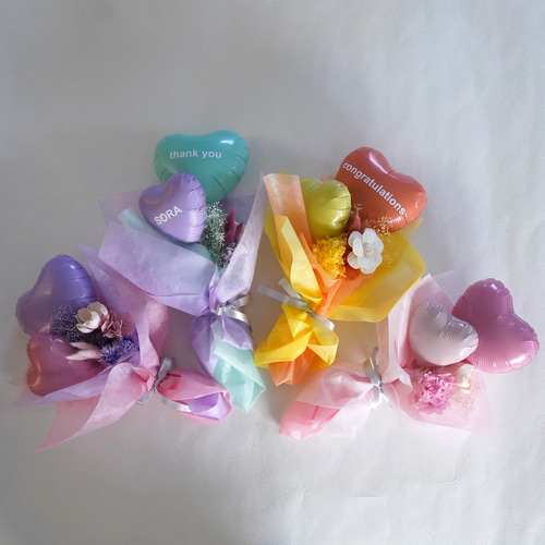 3日以内発送 ＊名入れ無料＊【バルーンブーケ・パステルハート】＊大量