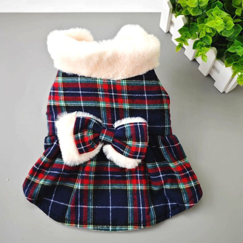 クリスマスワンピース チェック柄 コスチューム 秋 冬 ドッグウェア