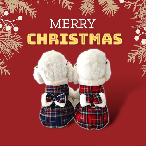 クリスマスワンピース チェック柄 コスチューム 秋 冬 ドッグウェア