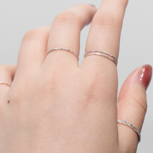 Silver950使用】ダイヤモンドダスト加工の華奢リング 指輪・リング