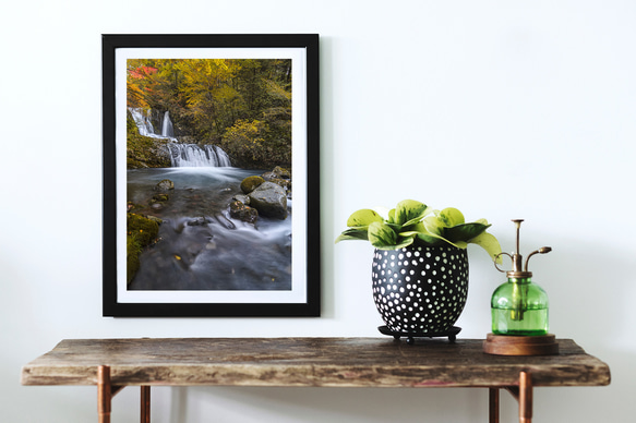 紅葉の油木美林　こもれびの滝　インテリアアートポスター　080 2枚目の画像
