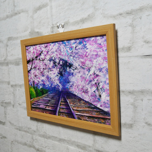 油絵 油彩 油彩画 絵 絵画 【廃線路の桜】 絵画 HR 通販 油絵 油彩 油彩画 絵 絵画 【廃線路の桜】 絵画 HR 通販