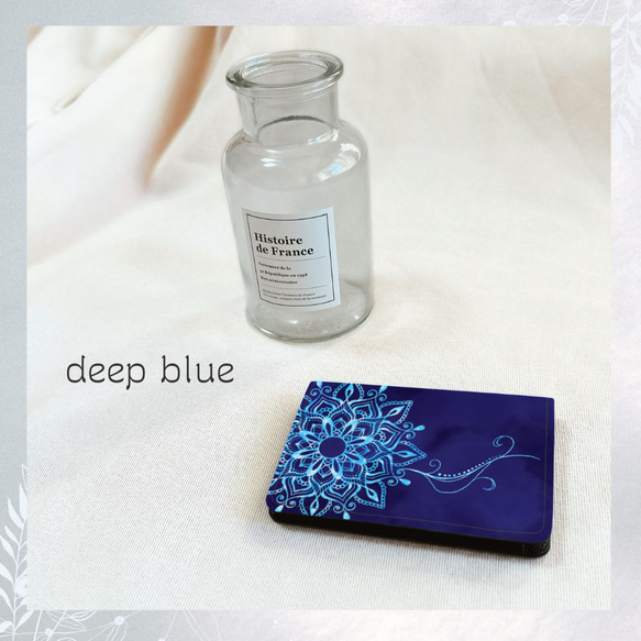 パスケース・カードケース ✳︎マンダラアート柄・deep blue（ブルー）✳︎ ＜受注制作＞ 7枚目の画像