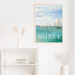モネ　海　ビーチ　風景画　アートポスター　絵画　アンティークポスター　インテリア　青 6枚目の画像
