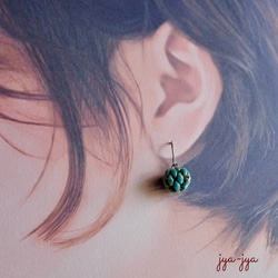 【復刻】beads earrings ＊ turquoise ball mini 5枚目の画像
