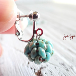 【復刻】beads earrings ＊ turquoise ball mini 3枚目の画像