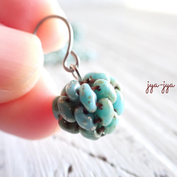 【復刻】beads earrings ＊ turquoise ball mini 2枚目の画像