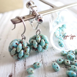 【復刻】beads earrings ＊ turquoise ball mini 1枚目の画像