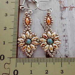 【新作】beads earrings ＊ orange flower 4枚目の画像