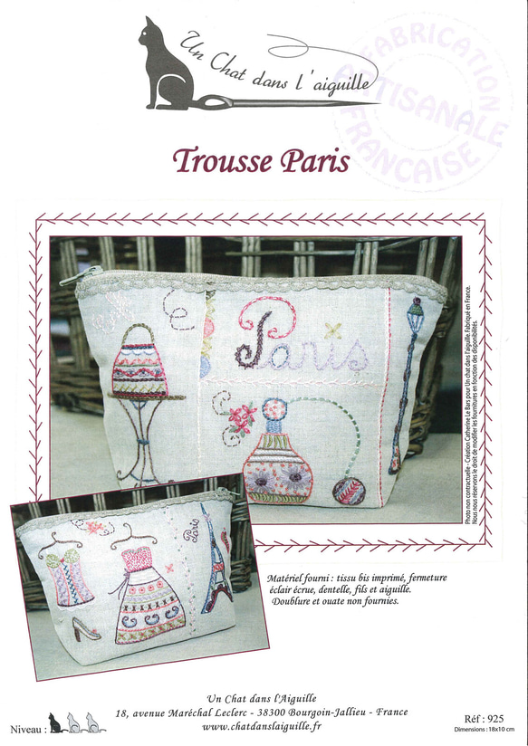 新入荷！【フランス　刺しゅうキット】ギフトにもおススメ！『TROUSSE PARIS（ポーチ パリ）』 7枚目の画像