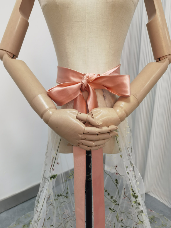 送料無料！オーバースカート  咲き誇る透け花レース  ベルト  可愛い   前撮り  ウェディングドレス 7枚目の画像