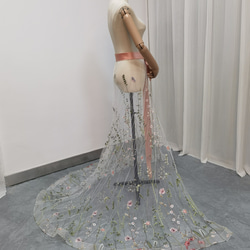 送料無料！オーバースカート  咲き誇る透け花レース  ベルト  可愛い   前撮り  ウェディングドレス 3枚目の画像