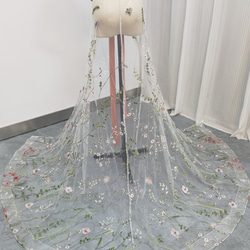 送料無料！オーバースカート  咲き誇る透け花レース  ベルト  可愛い   前撮り  ウェディングドレス 6枚目の画像