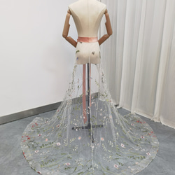 送料無料！オーバースカート  咲き誇る透け花レース  ベルト  可愛い   前撮り  ウェディングドレス 5枚目の画像