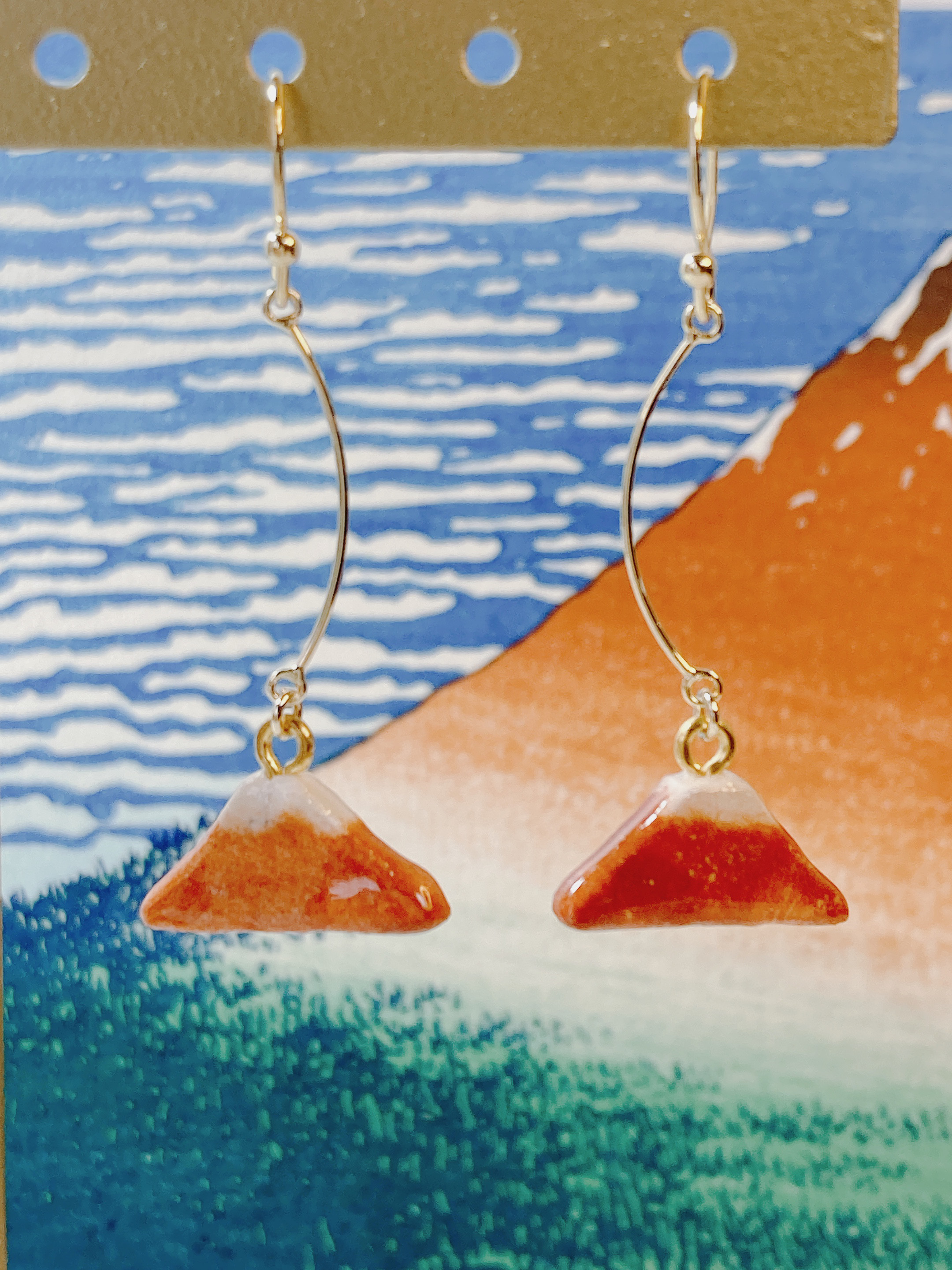 【Fuji】浮世絵ピアス･:*+.縁起もの赤富士