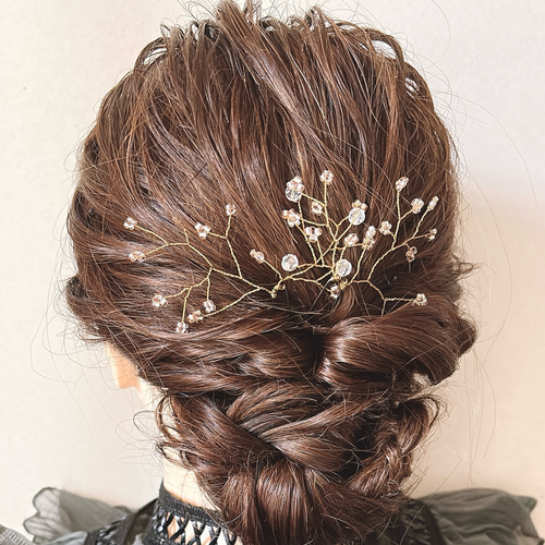 金色ワイヤー 花 ヘアコーム　結婚式　成人式 金色ワイヤー 花 ヘアコーム 結婚式 成人式 - アクセサリー新しい