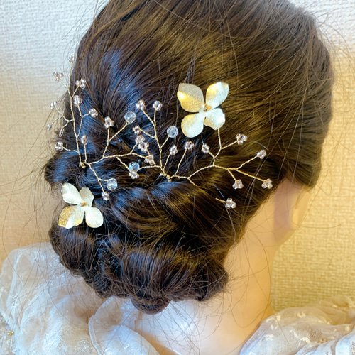 人気 シンプル 花びら ワイヤー ユーピン ゴールドフラワー