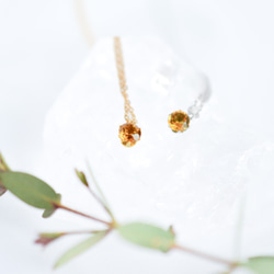 【マデイラシトリンのシンプルな一粒ネックレス】オレンジ/5mm/天然石/サージカルステンレス/つけっぱなしOK 5枚目の画像