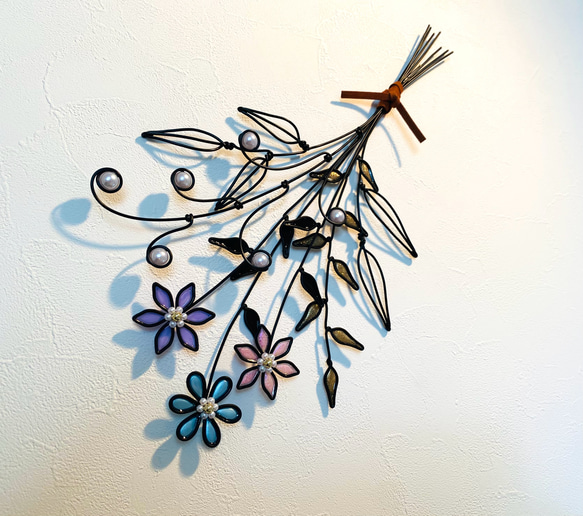 スワッグ　〜natural〜　ワイヤークラフト　アート　花　壁飾り　可愛い　おしゃれ　インテリア　壁掛け 1枚目の画像