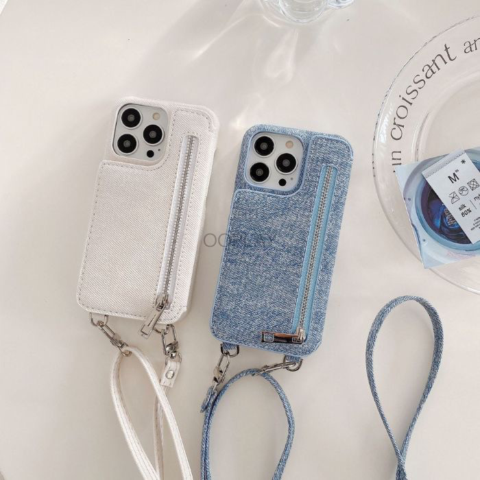 ♡多機能機種対応♡ iphone スマホショルダーカードケース デニム  ポケット付き カード収納15pro 15 14