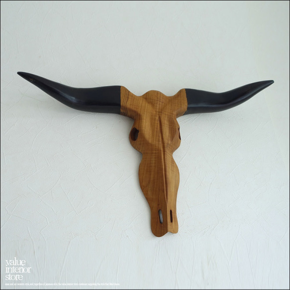 水牛ウォールデコレーションDoub 壁飾り オブジェ バッファロー ウォールアクセント チーク無垢材 世界三大銘木 