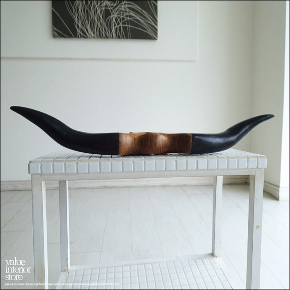 水牛ウォールデコレーションDoub 壁飾り オブジェ バッファロー ウォールアクセント チーク無垢材 世界三大銘木 