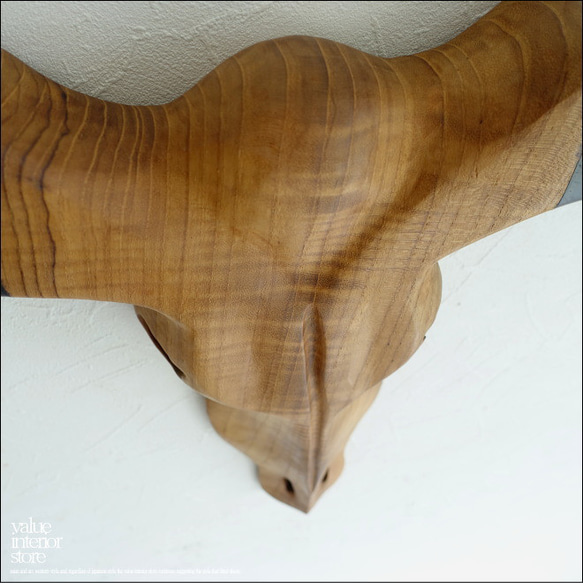 水牛ウォールデコレーションDoub 壁飾り オブジェ バッファロー ウォールアクセント チーク無垢材 世界三大銘木 