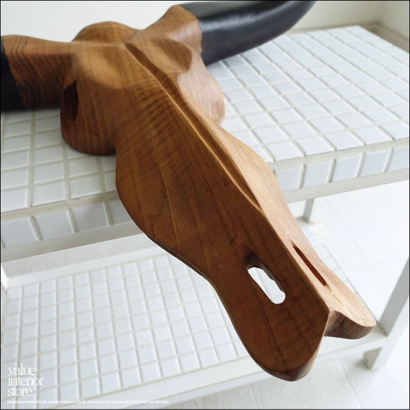 水牛ウォールデコレーションDoub 壁飾り オブジェ バッファロー ウォールアクセント チーク無垢材 世界三大銘木 