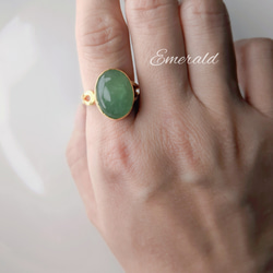 最新作★『   Emerald　』の世界でひとつの天然石リング 5枚目の画像