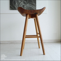 チーク無垢材 バースツールPriv/04 椅子 カウンターチェア ハイスツール イス プリミティブ 無垢材家具 1枚目の画像