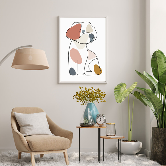 【犬と線 - ビションフリーゼ犬 No.1】モダンアートポスター ラインアート 犬の絵 犬の絵画 犬のイラスト 7枚目の画像