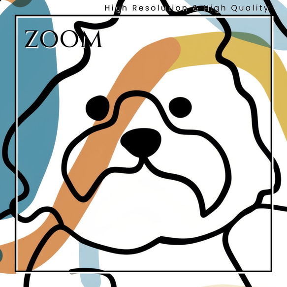 【犬と線 - ビションフリーゼ犬 No.2】モダンアートポスター ラインアート 犬の絵 犬の絵画 犬のイラスト 3枚目の画像