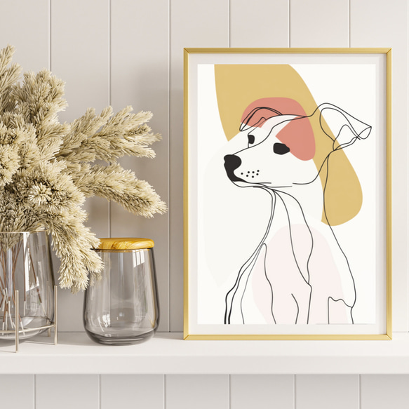 【犬と線 - ジャックラッセルテリア犬 No.1】モダンアートポスター ラインアート 犬の絵 犬の絵画 犬のイラスト 8枚目の画像