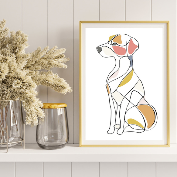 【犬と線 - ジャックラッセルテリア犬 No.3】モダンアートポスター ラインアート 犬の絵 犬の絵画 犬のイラスト 8枚目の画像