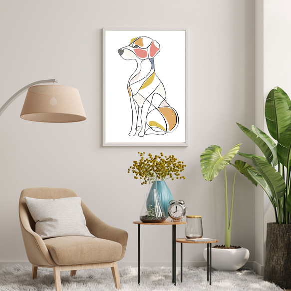 【犬と線 - ジャックラッセルテリア犬 No.3】モダンアートポスター ラインアート 犬の絵 犬の絵画 犬のイラスト 7枚目の画像