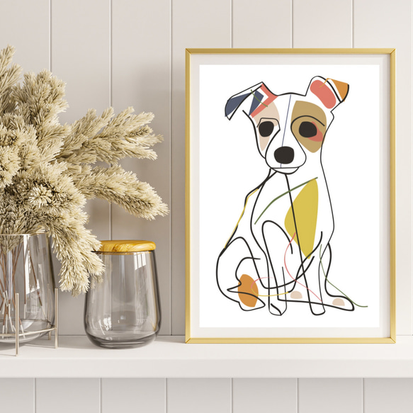 【犬と線 - ジャックラッセルテリア犬 No.4】モダンアートポスター ラインアート 犬の絵 犬の絵画 犬のイラスト 8枚目の画像