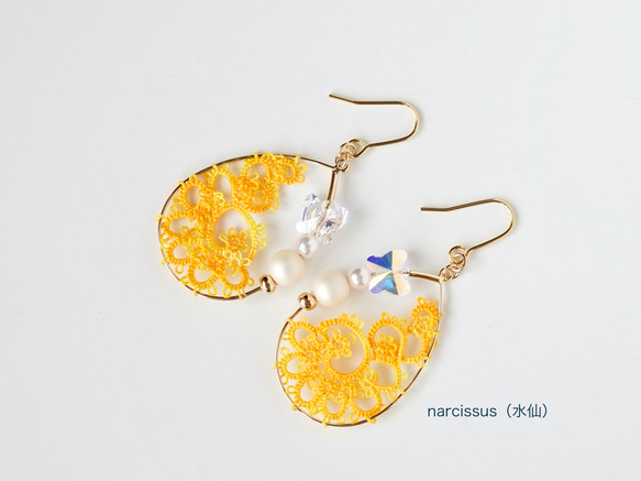 Shell hoop《Spring flower》全6色♦︎ピアス/イヤリング 4枚目の画像