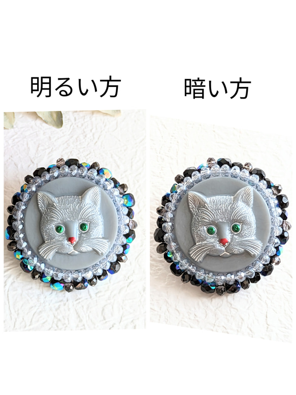 猫のブローチ　猫　ねこ　刺繍　ビーズ刺繍　2way　帯留めコンバーター　母の日　母の日ギフト　プレゼント 5枚目の画像
