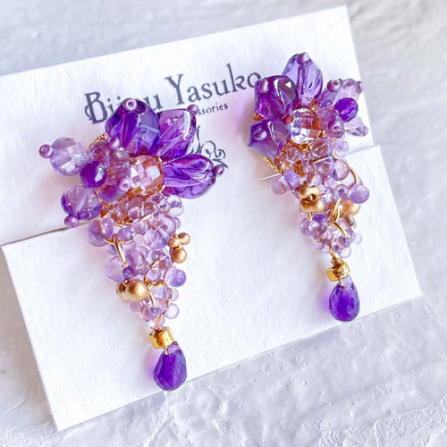 ピアス 夏 海 花 水色 紫 ビジュー ハート 蝶 ピンク 沖縄 イベント