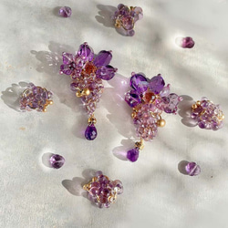 紫水晶寶石耳環 紫色珠子 紫水晶天然石耳環 新娘婚禮 第9張的照片