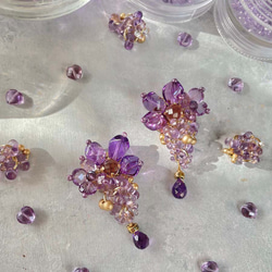 紫水晶寶石耳環 紫色珠子 紫水晶天然石耳環 新娘婚禮 第11張的照片