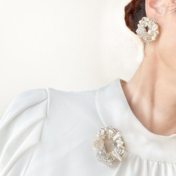 淡水珍珠圓形耳環珍珠施華洛世奇耳環寶石白色婚禮邀請卡正式 第16張的照片