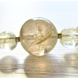B７８　ネックレス　金針水晶　ゴールデンルチルクォーツ　アンティークスクエアグラス　天然石　天然石ビーズアクセサリー 5枚目の画像