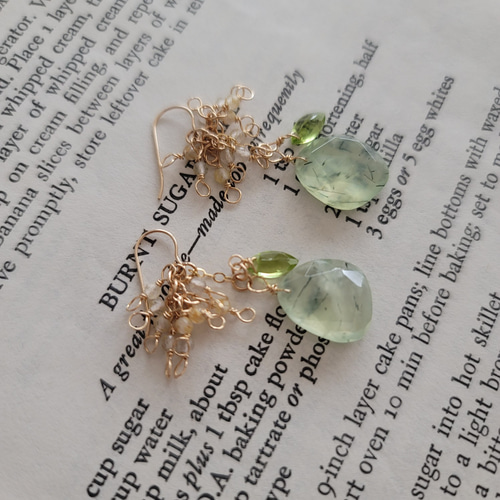 14kgfレモンクォーツのブーケピアス