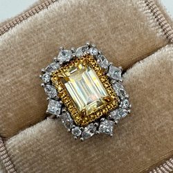 11号一点のみ・即納】エメラルドカットイエローハイカーボンリング