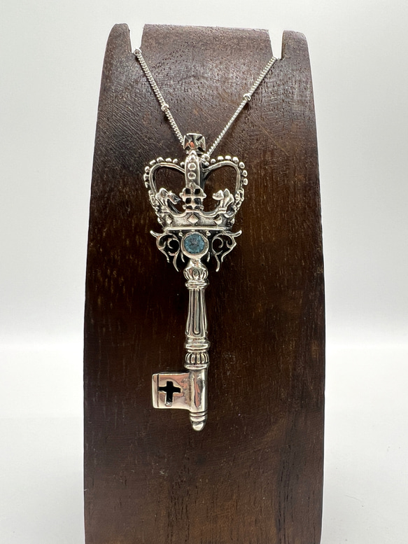 My Heart Key Blue Topaz 鍵 ブルートパーズ ネックレス・ペンダントトップ　シルバー925 1枚目の画像