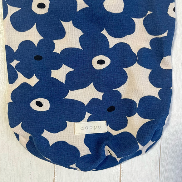 犬服⚘ 花柄タンクトップ [DMサイズ] ダックス ブルー 北欧 花柄 わんこ服 4枚目の画像