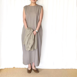 「カジュアル〜フォーマル着も出来る」2WAYロングワンピ (グレージュ) 2枚目の画像
