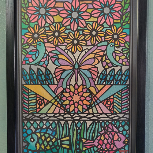 DELUXE】Stained glass アート ポスター A4 A3 インテリア デザイン